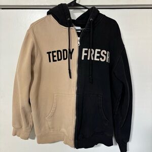 Teddy Fresh Split Black and Cream Full Zip Jacket